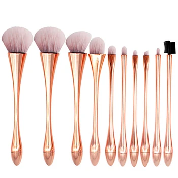 Set di pennelli per trucco, set di pennelli per trucco portatile Pennello per fondotinta professionale in oro premium Correttori in polvere Ombretti Blush10PCS
