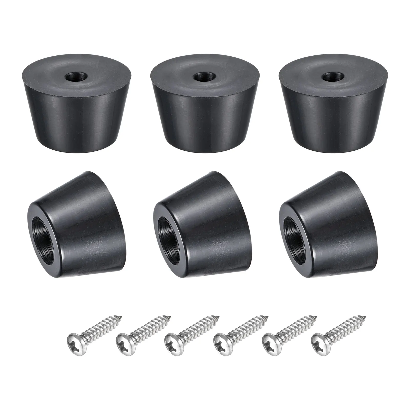 Uxcell 8Pcs 0.51" H x 0.83" W Rubber Bumper Feet w Stainless Steel Washer and Screws