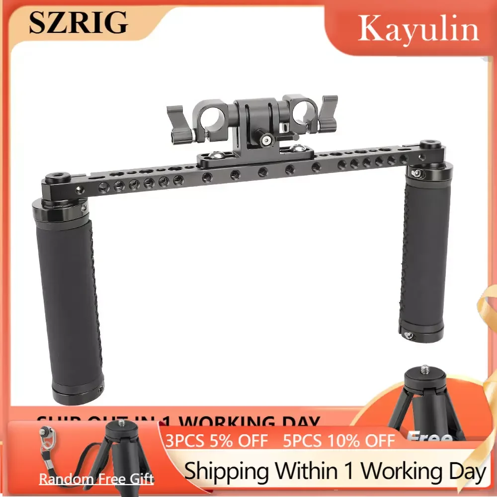 

Kayulin Handle Grips Front Handbar Clamp Mount with 15mm Rod Clamp for 15mm Rod Support System Shoulder Rig