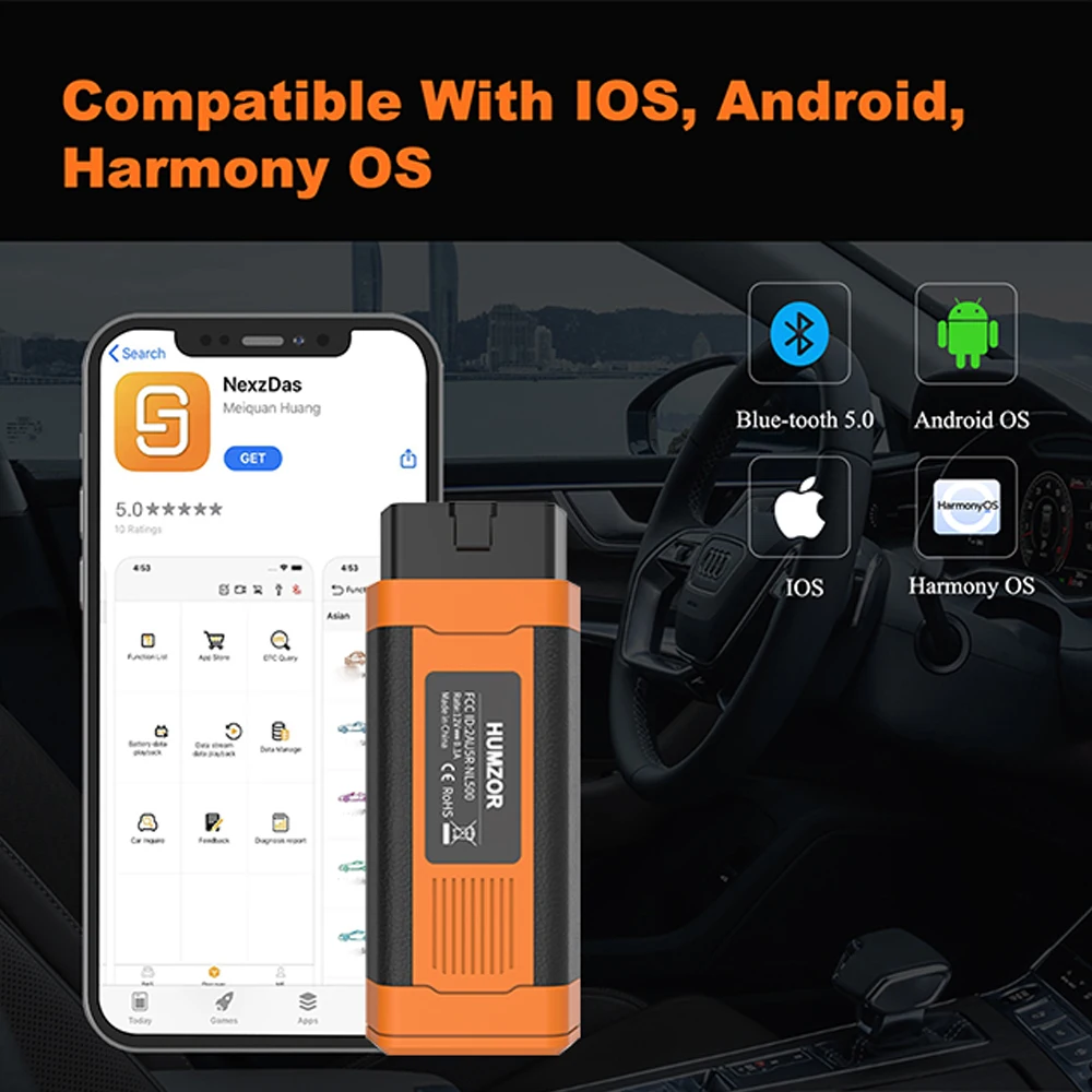 Bluetooth Humzor NL500 OBD2 24V Car Fault Diagnostic Scanner Tool Immo Reset Battery ABS Bleeding Manager Key Programming S716 3