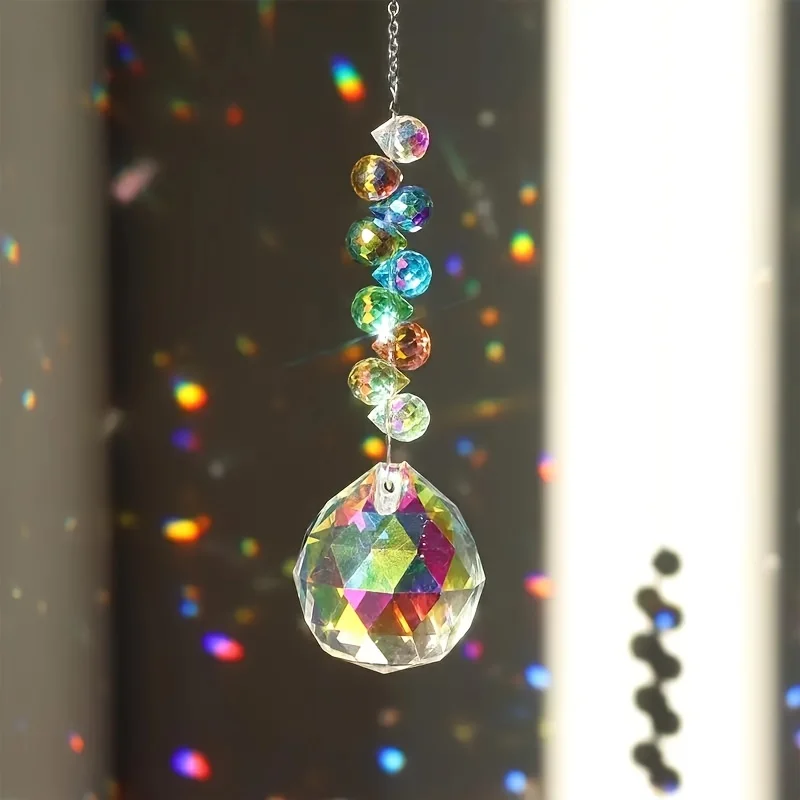 1/2pc Strawberry Bead Crystal Ball Sun Catcher-Hanging Prism For Garden & Home Decor Glass/Iron Craft Tool