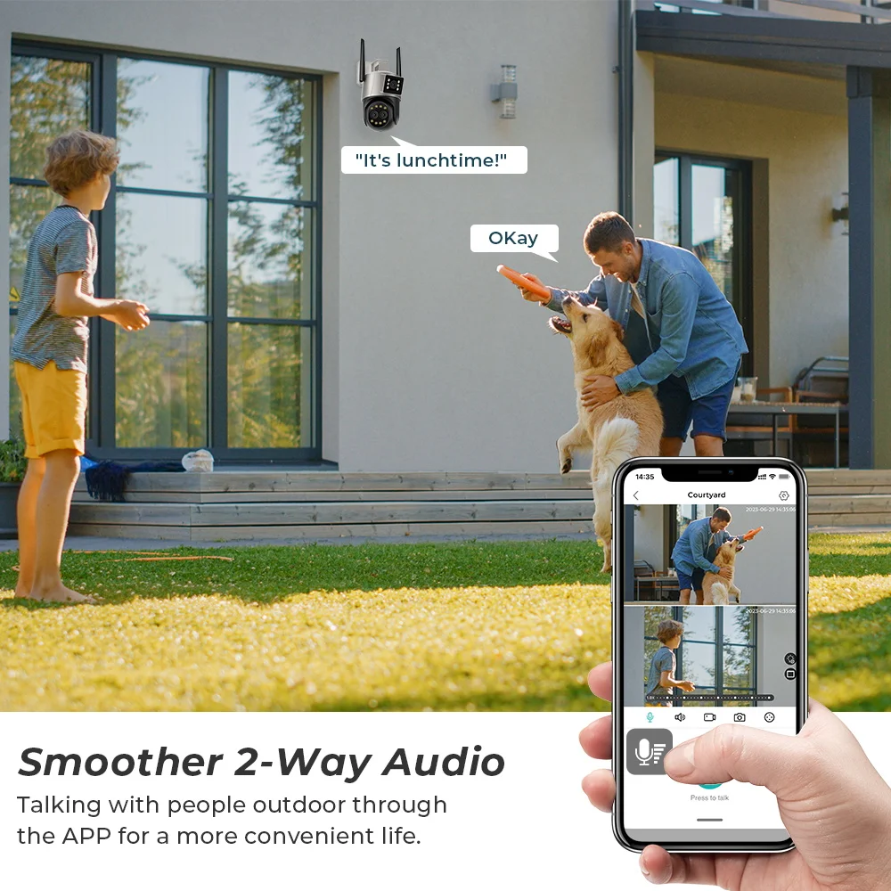 IP Camera 6K 12MP HD WiFi Outdoor Camera 8x Zoom Three Lens Dual Screen Smart Home Security PTZ Camera Video Surveillance iCSee 5