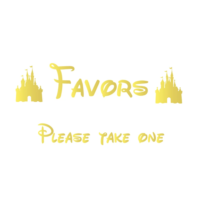 thumbnail image 1 of Pegatinas de vinilo con letreros de recuerdo de boda, calcomanías con frase "Por favor, tómese una", castillo de princesa, cuento de hadas de Disney, decoración para bodas y fiestas de cumpleaños, 1 of 5