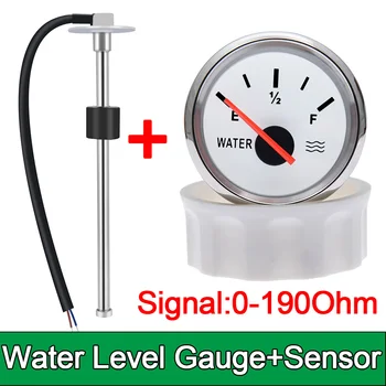52mm Water Level Gauge With Water Level Sensor 0-190 Ohm Water Tank Level Indicator With Red Backlight 100-500mm Sensor 1