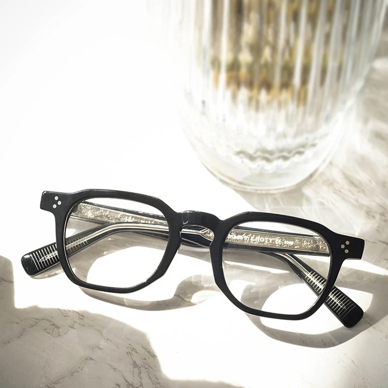 

Men's Acetate Glasses Frame Japanese Handmade Tang Grass Grain Transparent Plates Women Myopia Reading Prescription Eyeglasses