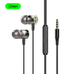 USB C Headphones with Dolby Sound and Noise Reduction - Wired Music Earbuds (3.5mm Green)
