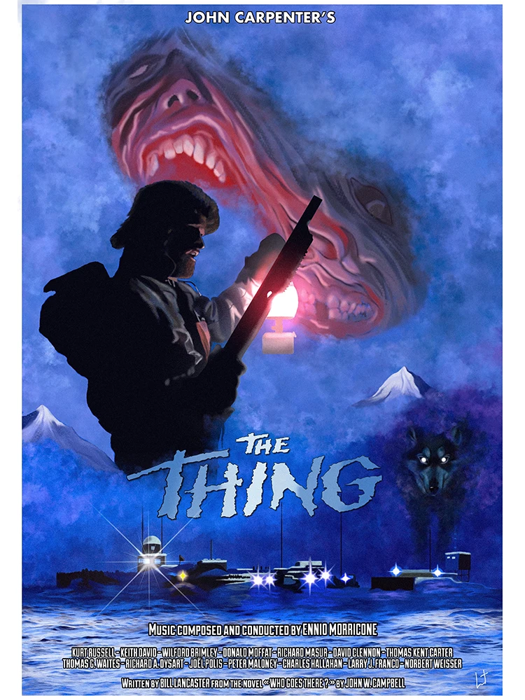 thumbnail image 1 of Pósteres de la película de terror clásica The Thing, pintura en lienzo, imagen artística de pared de John Carpenter para dormitorio, decoración del hogar, 1 of 5