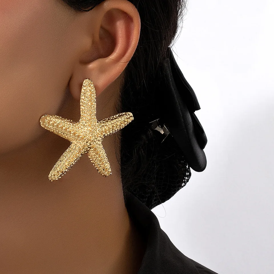 Gold Starfish Stud Earrings For Women – Hypoallergenic 14k Gold Plated Summer Jewelry | Beach Vacation Gift