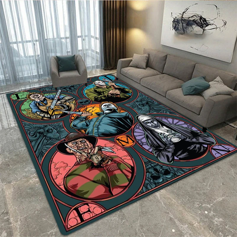 

Halloween pumpkin&horror ghost printed carpet,living room and bedroom decorative carpet,kitchen and bathroom anti-skid floor mat