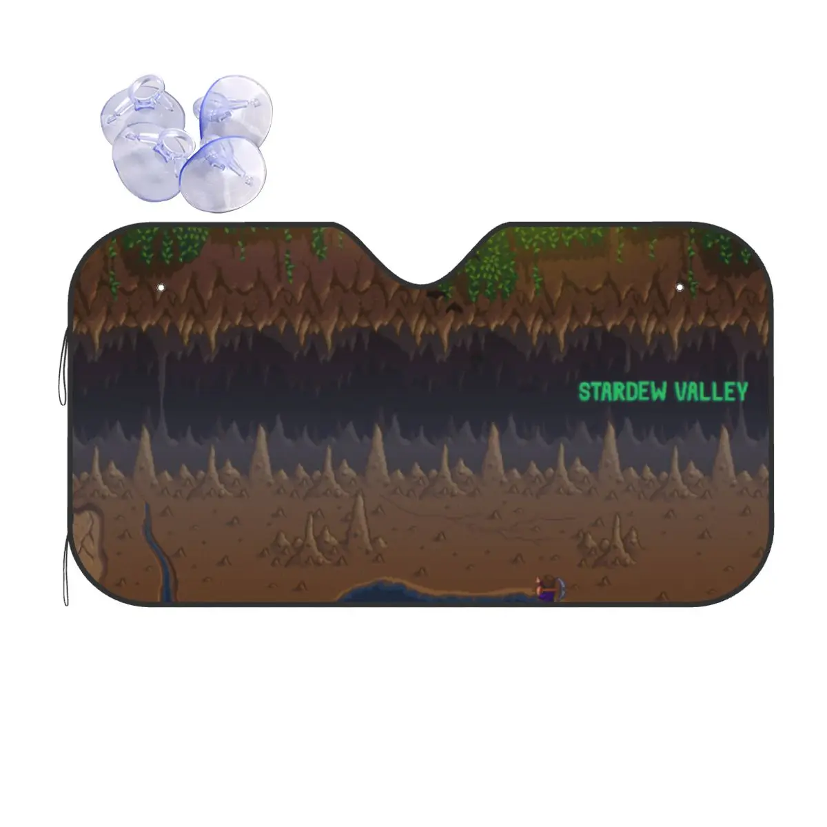 

Складной солнцезащитный козырек для видеоигр Stardew Valley, лобовое стекло 76x140 см, солнцезащитный козырек из алюминиевой фольги, чехол на переднее окно