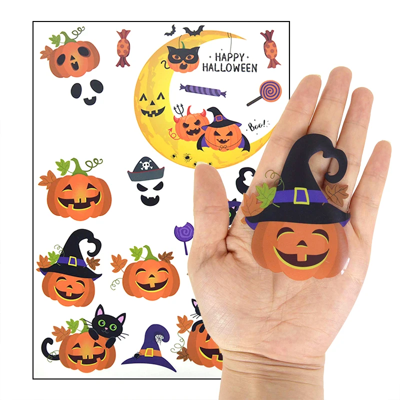 Halloween Wall Stickers Pumpkin Ghost Witch Pattern Window Stickers Decoration Halloween Party Home Bar Haunted House Wall Decal