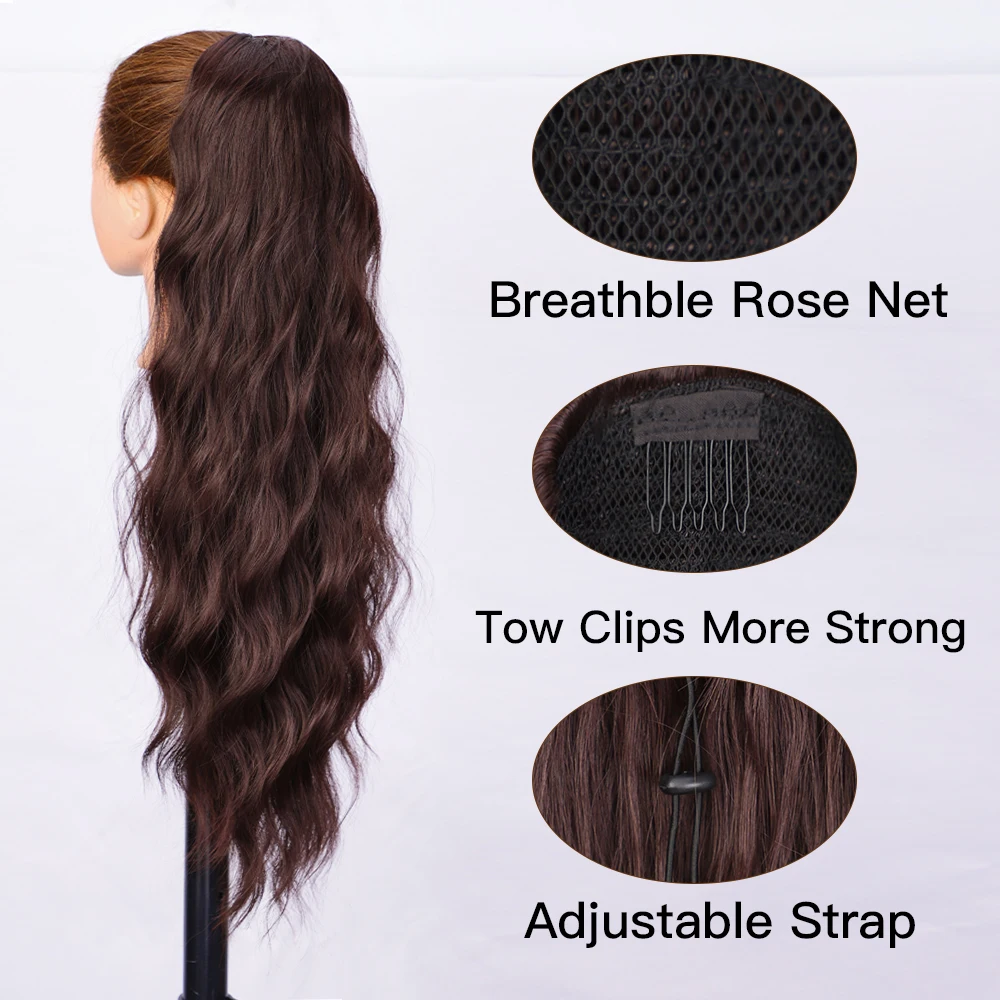 I's a wig Synthetic Long natural wave hair extensions for women Wrap Around Clip In Ponytail Hair Extension Heat Reistan 2