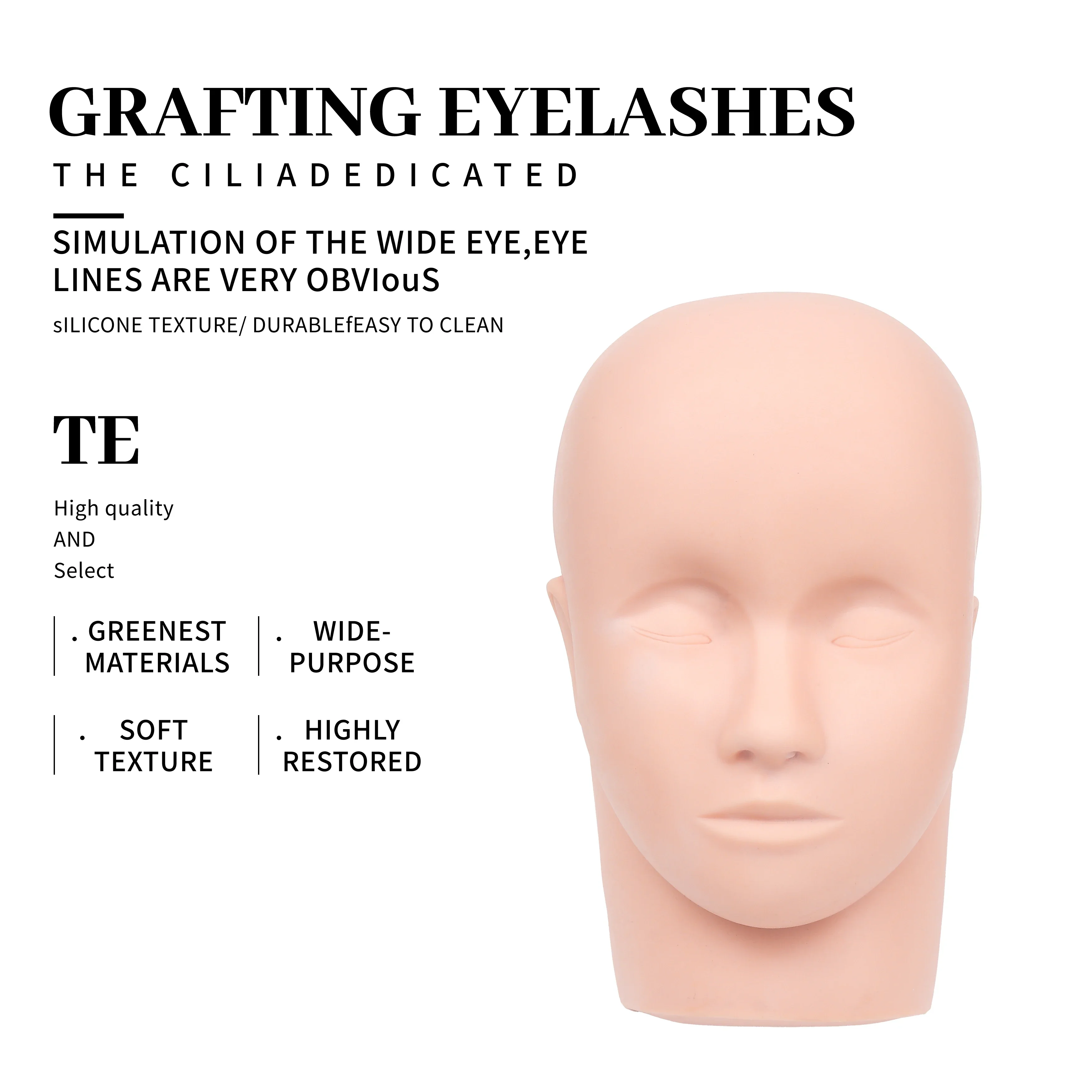 Makeup tools Eye makeup tools Eyelash extension Fake Head Mould Mannequin Head Training Makeup Model Rubber Eye Facial Eyelash Eyelash Extension Makeup Practice Heads