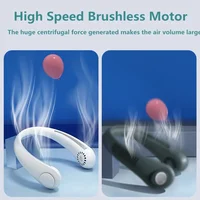 2024 1200mAh New Mini Neck Mounted Fan Portable Bladeless Neck Rechargeable Air Cooler 3 Speed ​​Mini Summer Sports Fan Outdoor 2