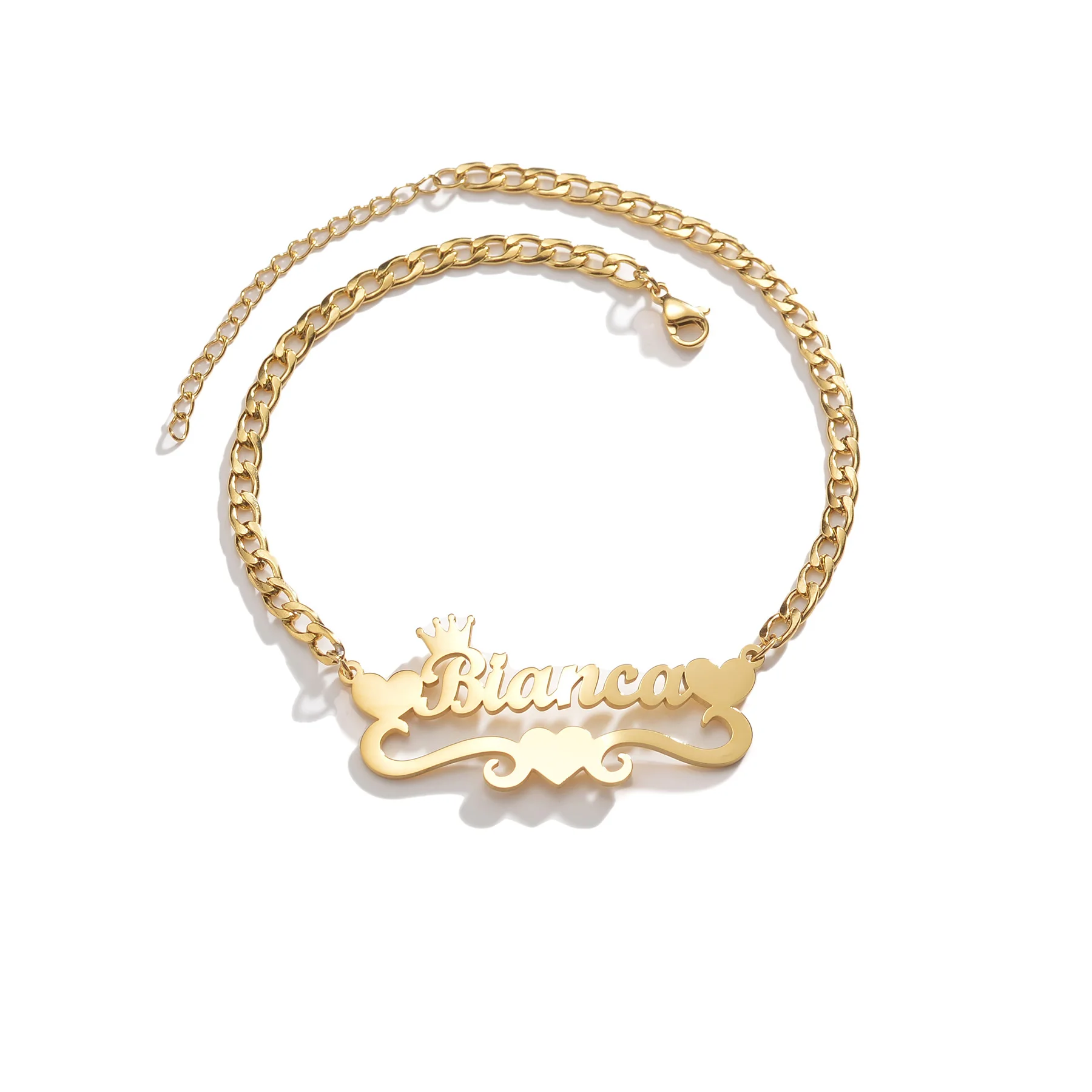 Acheerup Personalized Custom Name Stainless Steel Women Bracelet Zircon Butterfly Thick Adjustable Hand Chain Christamas Gift