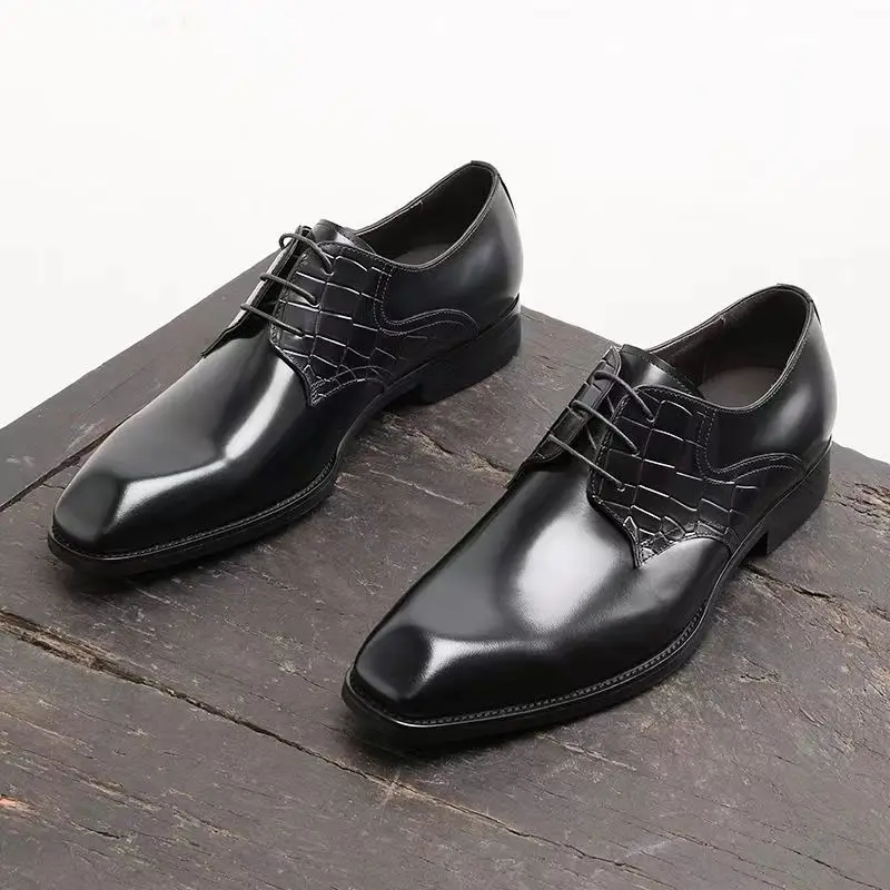 Handmade mens wingtip oxford shoes grey leather brogue men's dress shoes classic business formal for men