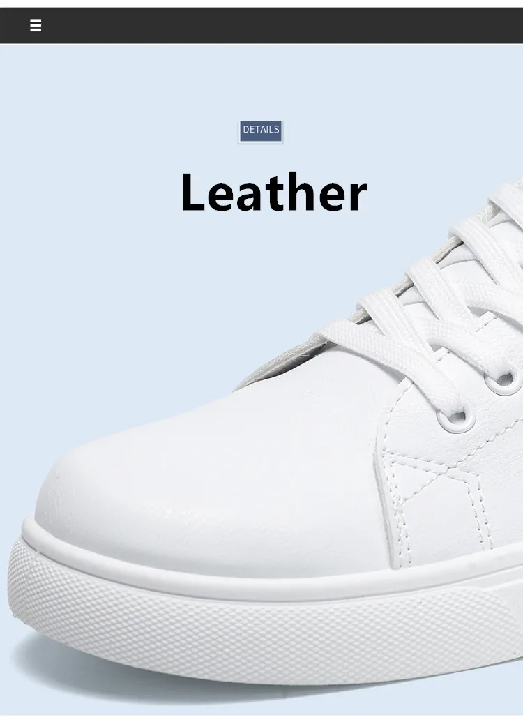 Description Picture 4 of itemWhite Leather Sneakers Men Big Size 46 Low Top Lace-Up Men's Skateboard Shoes Comfy Flat Sport Shoes For Man Zapatillas De Skate