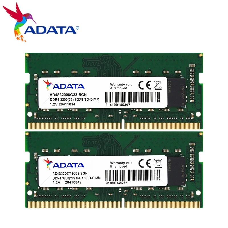 ADATA ラップトップメモリ​​ RAM DDR4 8GB 16GB 3200MHz SO-DIMM