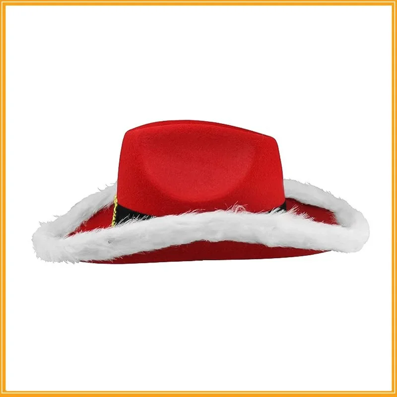 Christmas Party Cowboy Feather Hats Artificial Burrs Jazz Santa Hats Western Carnival Holiday Props Party Decorations