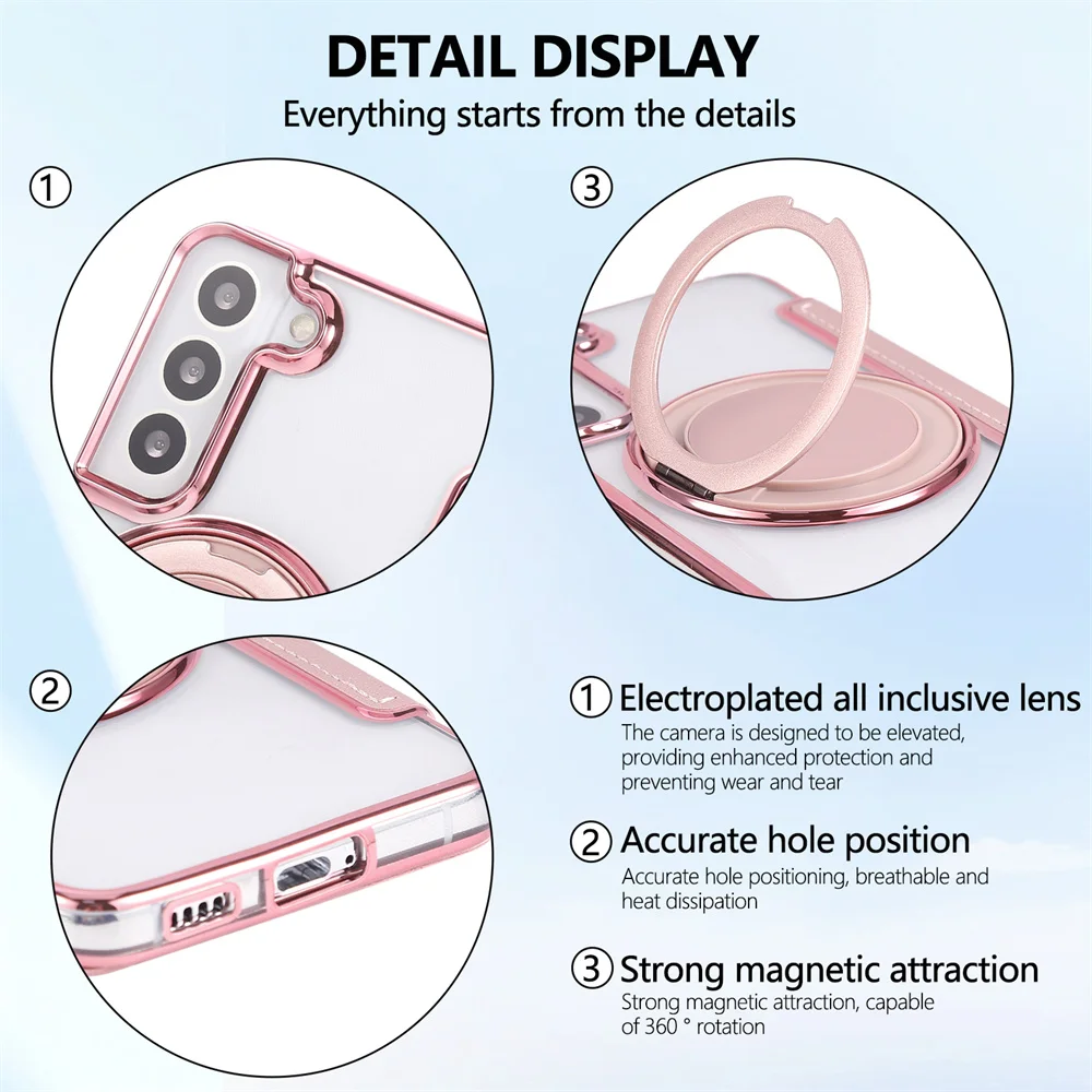 Leather Slot Card Wallet with Rotating Stand and Magnetic Phone Case - Magsafe-Compatible Transparent Cover