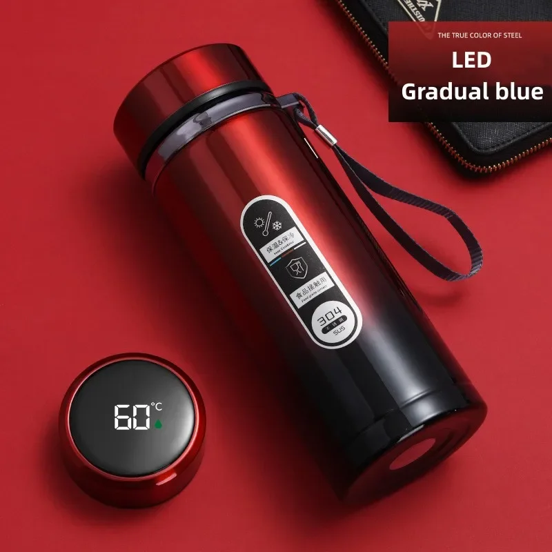 500ML/800ML/1000ML 304 Stainless Steel Smart Thermal Mug with LED Temperature Display Portable Corded Thermal Mug Travel Sports
