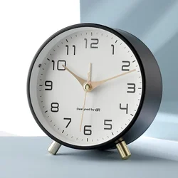 Nordic Light Luxury Frosted Metal Quiet Alarm Clock (Black)