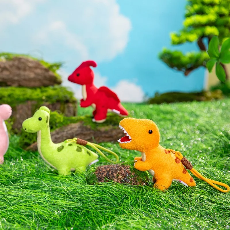 Niedliche Weiche Mini-Dinosaurier Plüsch-Stofftier Schlüsselanhänger Entzückende Triceratops T-Rex Anhänger Rucksack-Deko Party-Geschenke – Detail 13