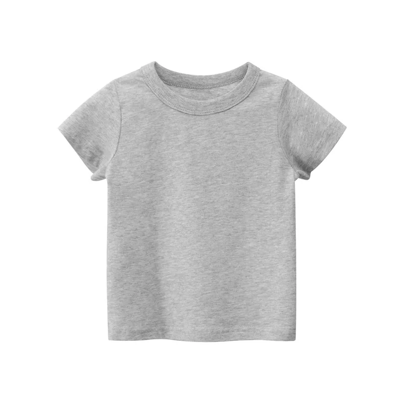 Summer Cotton Boys T Shirt Short Sleeve White Tshirt For Girl Solid Color Simple Children's Clothing T-Shirts For Children Tops 5