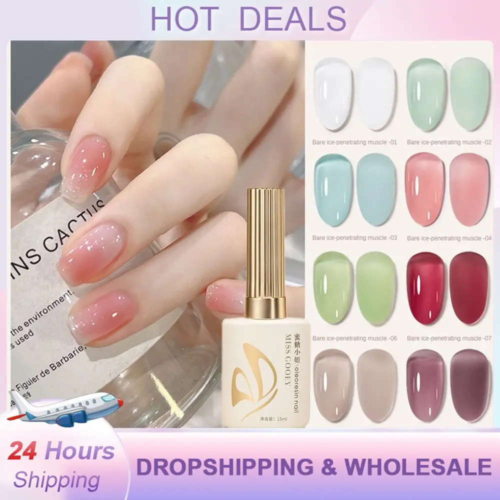 Miss Gooey 15ML Jelly Pink Nail Gel Polish Translucent Color Gel Vernis