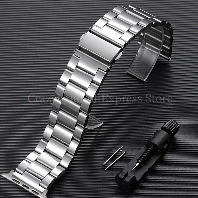 Premium Stainless Steel Watchband with Press Clasp – Elegant Replacement Strap
