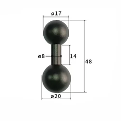 Compact Aluminum Alloy Double Ball Head Connector - Portable Motorcycle Camera Mount Accessory - Black (17 to 20)