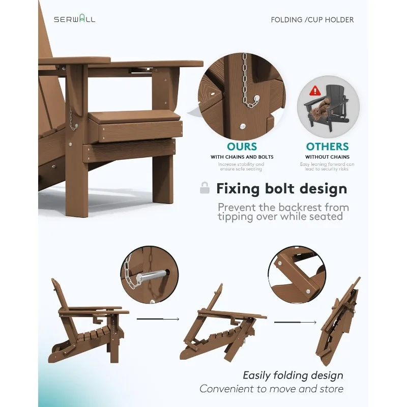 SERWALL Adirondack Chair with Cup Holders Composite Adirondack - Main Image