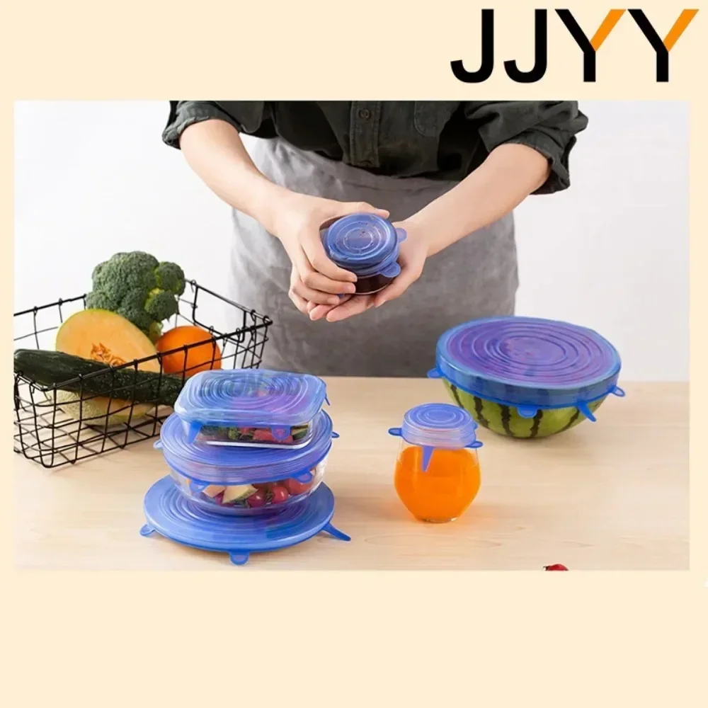 6 Pcs Multifunctional Stretchable Silicone Cling Cover for Fruit & Vegetable Seal Refrigerator & Microwave