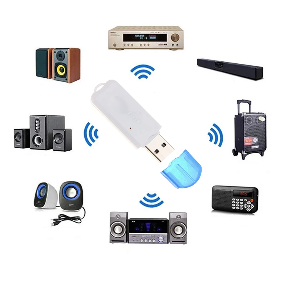Mini USB Bluetooth-Compatible Stereo Music Receiver Wireless Audio Stereo Adapter Dongle Kit With Microphone For Car Speaker