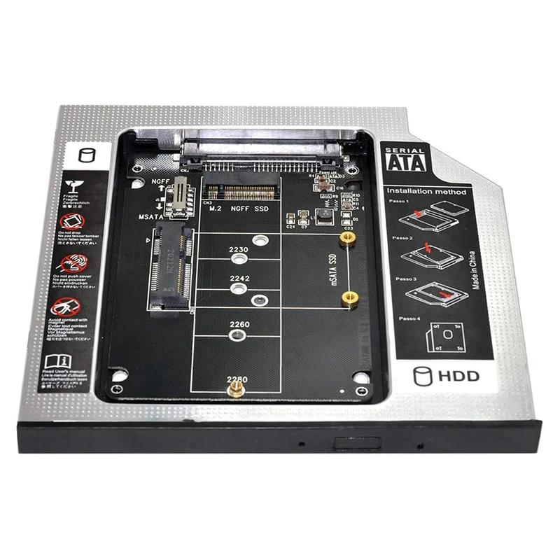 

MSATA NGFF B/M-Key SSD к slim SATA, 13-контактный Caddy чехол для 9,5 мм универсального ноутбука, компакт-диска/планшетов