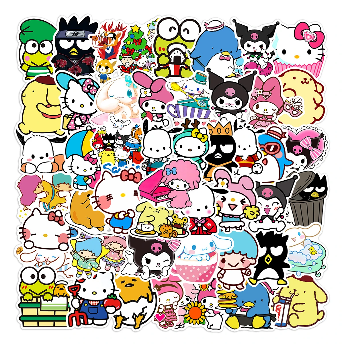 loterij Geldschieter tot nu 100Pcs Sanrio Familie Stickers Kawaii Hello Kitty Melody Waterdichte  Skateboard Bagage Case Mobiele Laptop Stiker Speelgoed| | - AliExpress