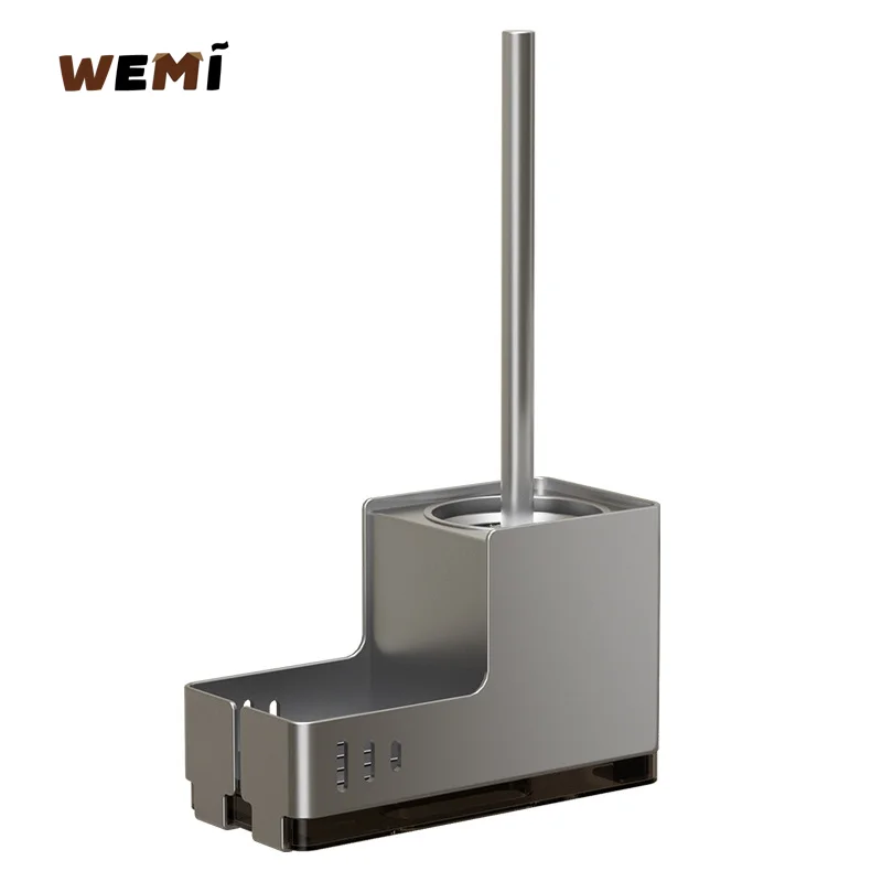 Bathroom Toilet Brush Holder Cleaning Tools Space Aluminum Wall Mounted No Drill Vertical Toilet Brush Bathroom Accessories bathroom accessories,toilet brush set,toilet brush holder