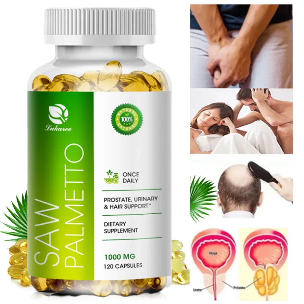 Lukaree Organic Saw Palm Capsule Prostate & Urinary Health Frequent Urination Men's Prostate Supplement Health Food Hair Growth