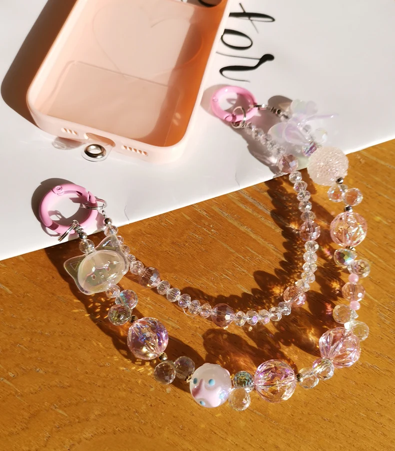 Curto cristal contas penduradas cadeia para menina,