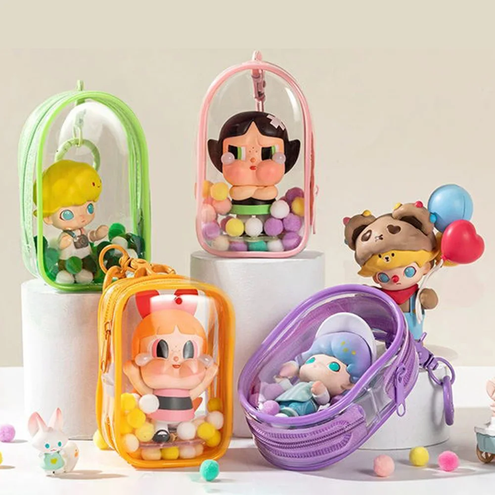 Bolsa De Exhibición Transparente Para Muñecas – Funda De PVC Con Llavero Y Pompón, Mini Almacenaje Con Doble Cremallera