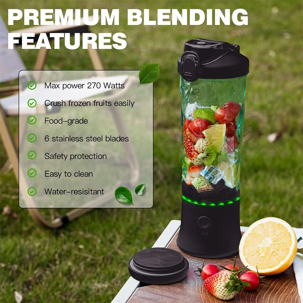 600ML USB Electric Portable Blender Smoothies Rechargeable 4000mAh