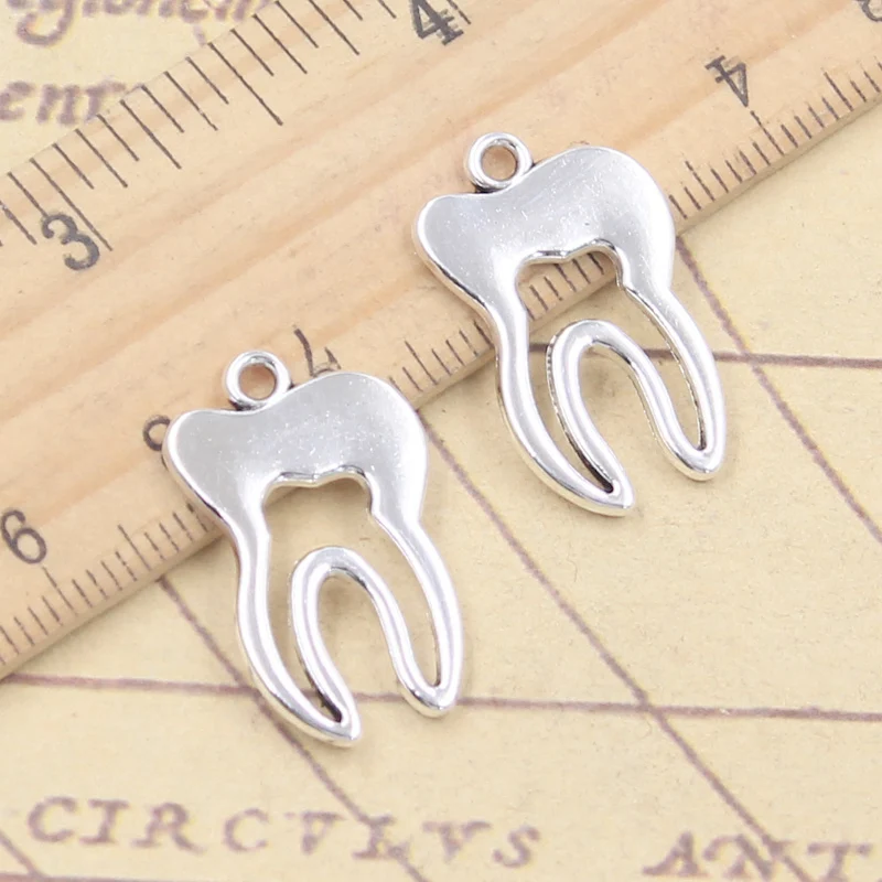 10 Stück Charms Zahn 24x15mm Tibetsilber Farbe Anhänger Antik Schmuckherstellung DIY Handarbeit Handwerk