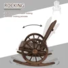 Rustic Wood Adirondack Rocking Patio Chair w/ Slatted Design, Wheel Armrests 5