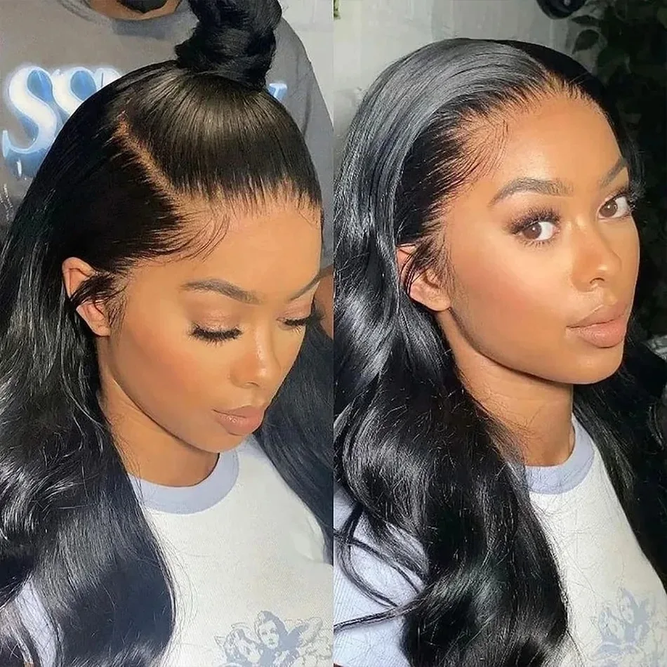 13x6 HD Transparent Lace Frontal Human Hair Wig 200 Density Body Wave 30 Inch Lace Front Wig PrePlucked For Black Women