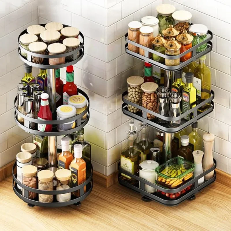 

Rack Spice Shelf Kitchen Corner Rotating Multifunctional Rotatable Storage Multi-layer 360° Condiment Accessories