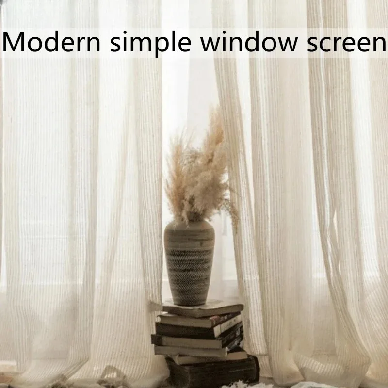 Beige Curtain Semi Light Blocking | Thin Soft Screens Pleated Window Curtain