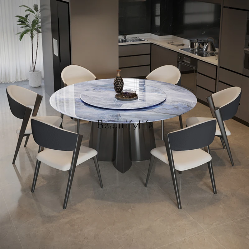 

Super Crystal Stone Dining Table High-End Home Stone Plate Italian Minimalist Microlite Natural Marble Dining Table