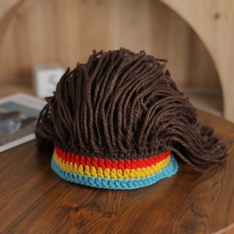 Unisex Synthetic Wig Beanie Caps Hairpiece Handmade Braided Crochet Hat Rasta Jamaica Hip Hop Style Hat for Cosplay&Party Use
