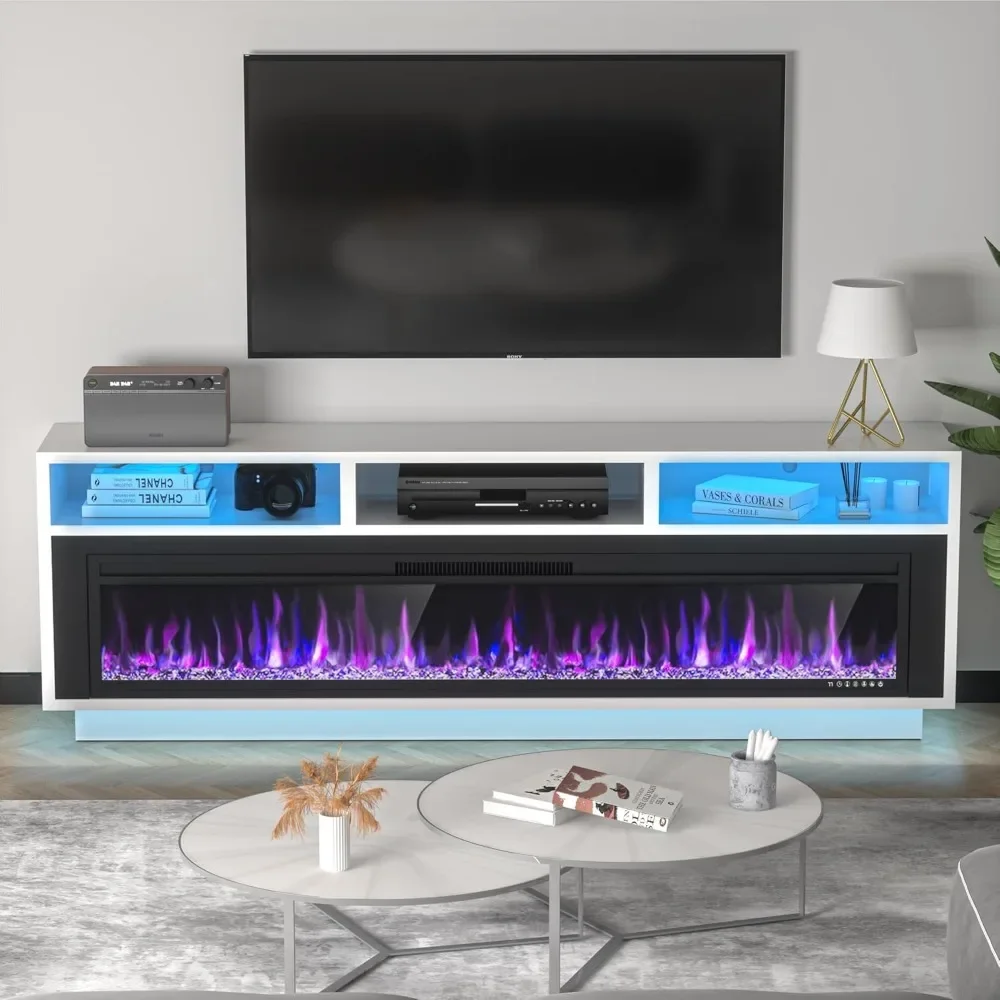 58 "fireplace TV Cabinet, Suitable for TVs Up To 65", Living Room TV Console, LED Lights Entertainment Center 2