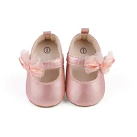 BeQeuewll Infant Baby Girls Princess Shoes Shine Surface Dot Print Mesh Bowknot Flats Non-Slip Adorable Baby Shoes 2